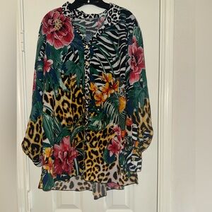 John Mark Animal Print/ Flower Top